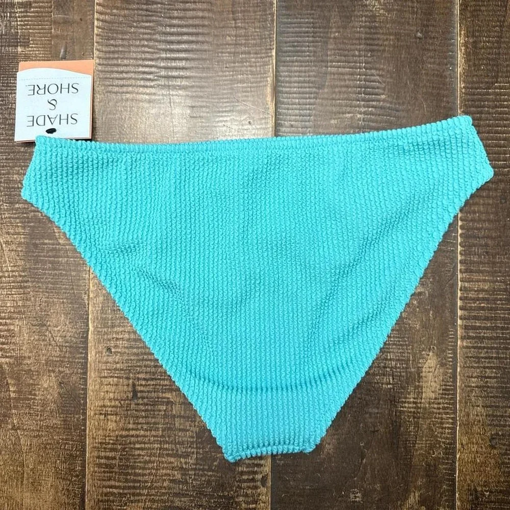 Shade and Shore Blue Bikini Bottoms Mid Rise High Leg Cheeky